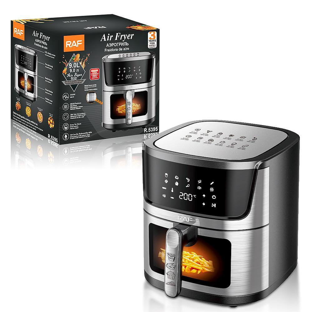 Airfryer RAF DualCrisp, 9 Литра, 2000W, Без Мазнина, С Горен и Долен Реотан Подарък Книжка с Рецепти