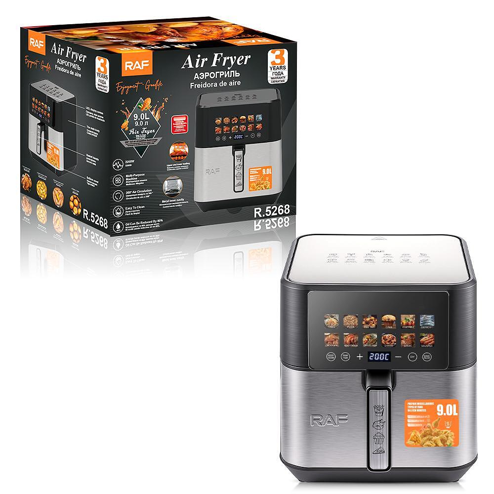 Airfryer RAF DualCrispMax, 9 Литра, 2200W, Без Мазнина, С Горен и Долен Реотан Подарък Книжка с Рецепти - снимка 8