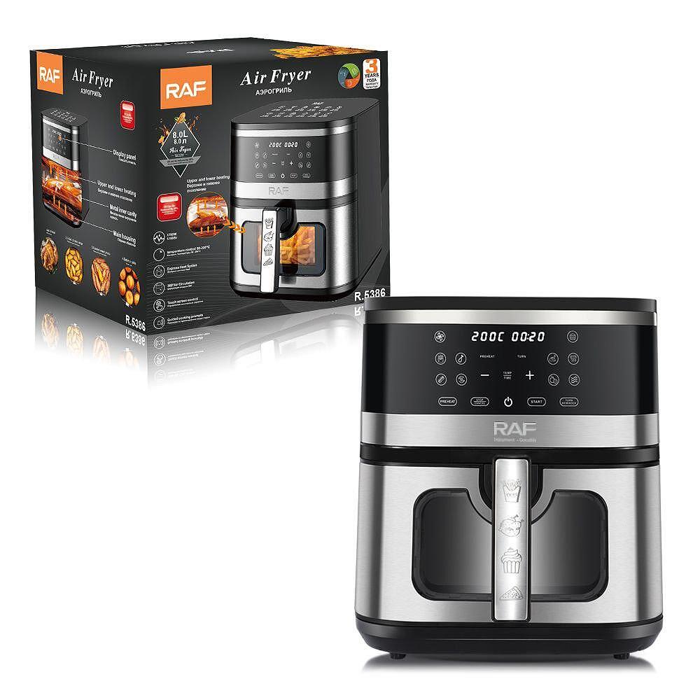 Airfryer RAF Maximus DualCrisp, 8 Литра, 2200W, Без Мазнина, С Горен и Долен Реотан Подарък Книжка с Рецепти - снимка 8