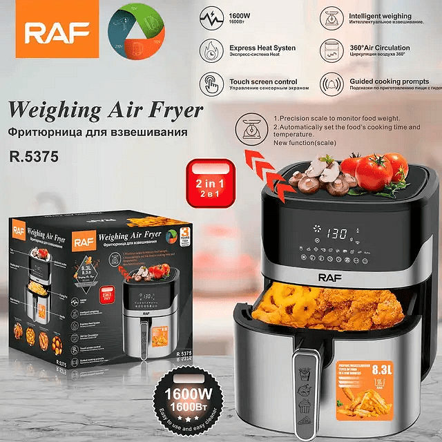 Airfryer RAF Ultimate Diamond LuX MAX , 8 3 Литра,1600 W, Без Мазнина Подарък Книжка с Рецепти от Eltromax com