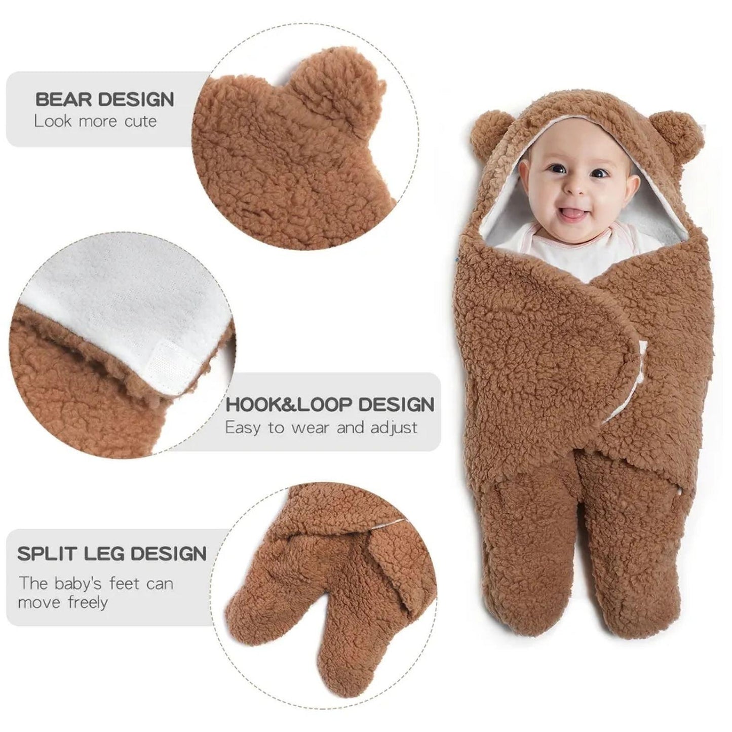Детско Одеяло с Ръкави Под Формата на Мече Baby Ted TM, 100 органичен памук 0-6 м - снимка 3