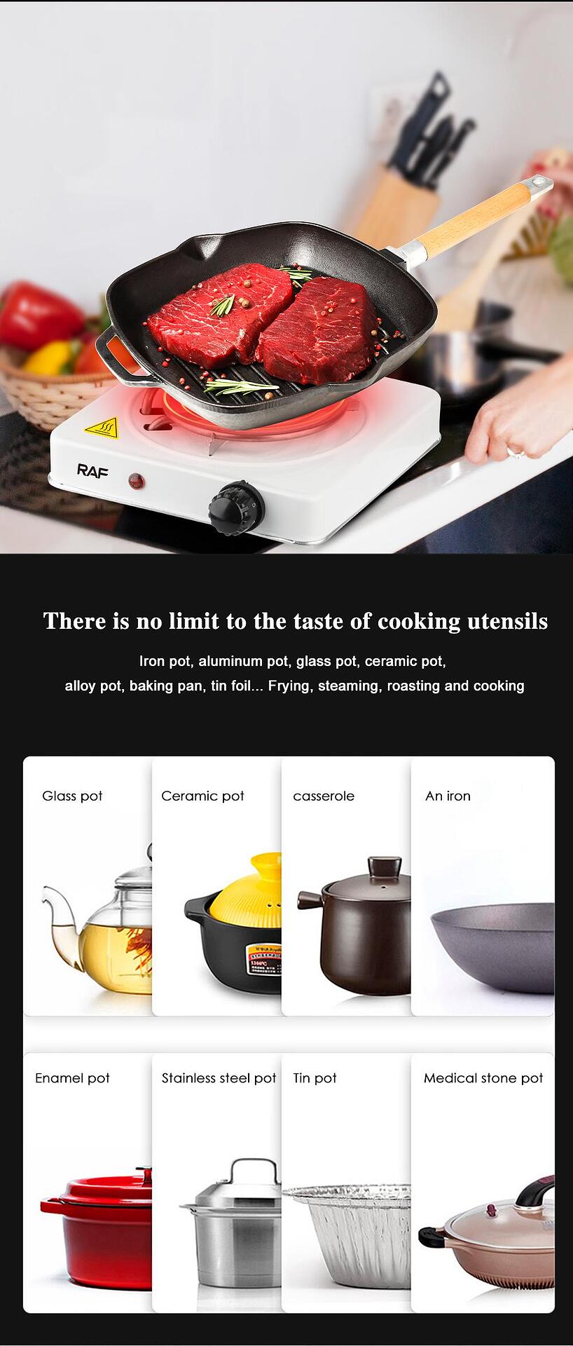 Електрически Котлон RAF MaxStove Deluxe 1000W - снимка 4