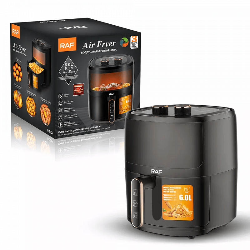 Airfryer RAF DELUXE PRO , 6 Литра,1500 W, Без Мазнина Подарък Книжка с Рецепти от Eltromax com - снимка 2