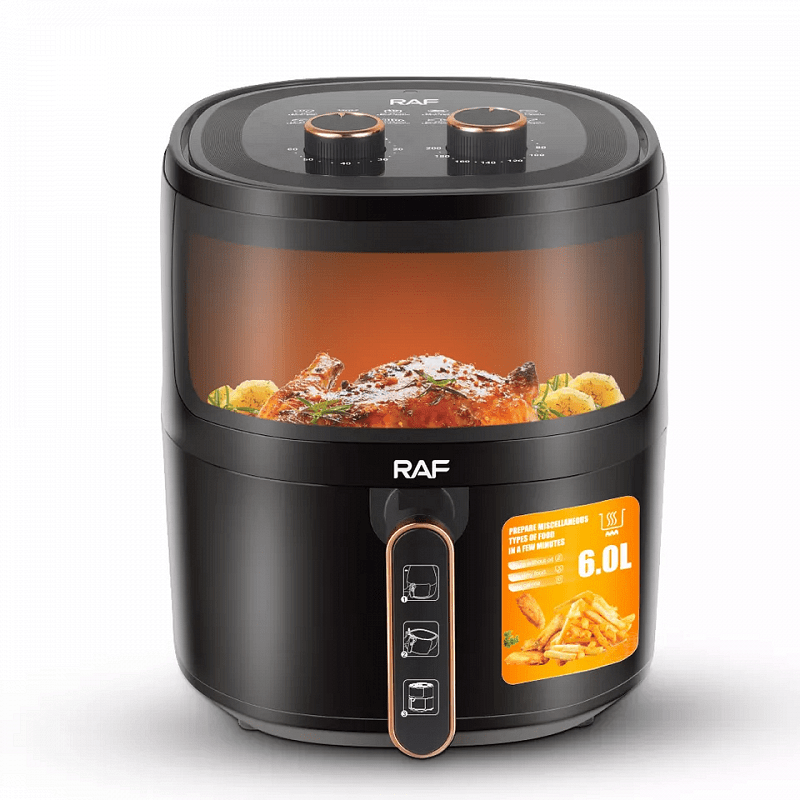 Airfryer RAF DELUXE PRO , 6 Литра,1500 W, Без Мазнина Подарък Книжка с Рецепти от Eltromax com
