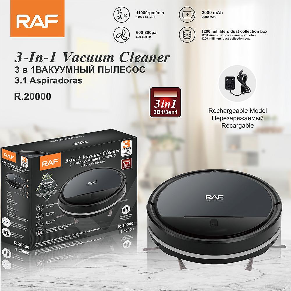 RAF SmartClean 3в1 Прахосмукачка Робот-с Моп и Засмукване 2000 mAh, 1200 мл Капацитет, 11000 об мин