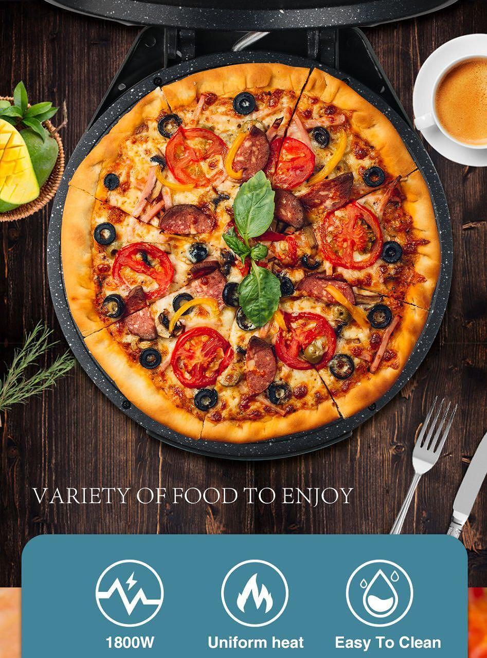 🍕 Уред за Пица и Печене 🇮🇹 RAF PizzaHut, 1800W, Горен и Долен Реотан, DIAMOND & LINEABUMP Покритие, Без Мазнина